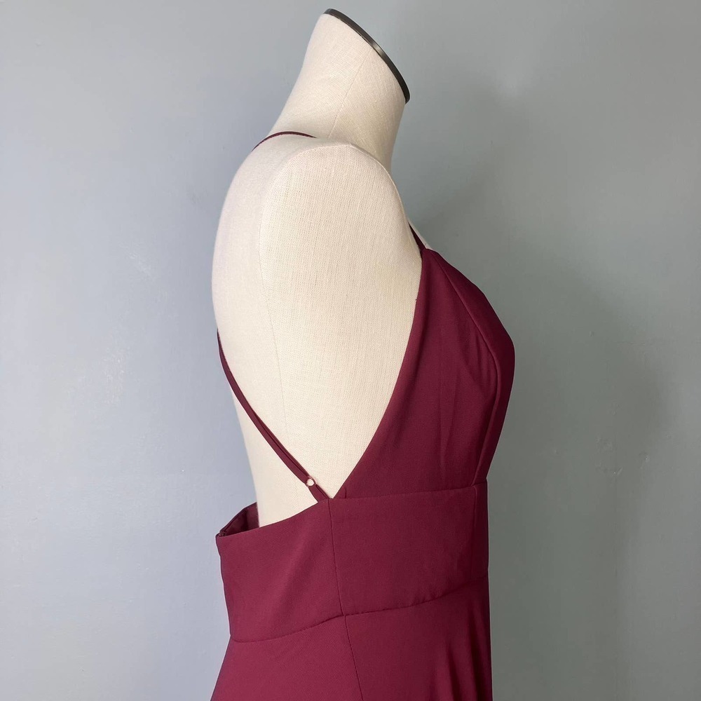 LULUS Dreamy Romance Burgundy Backless Spaghetti Strap Maxi Dress Women's Size L - Picture 7 of 16